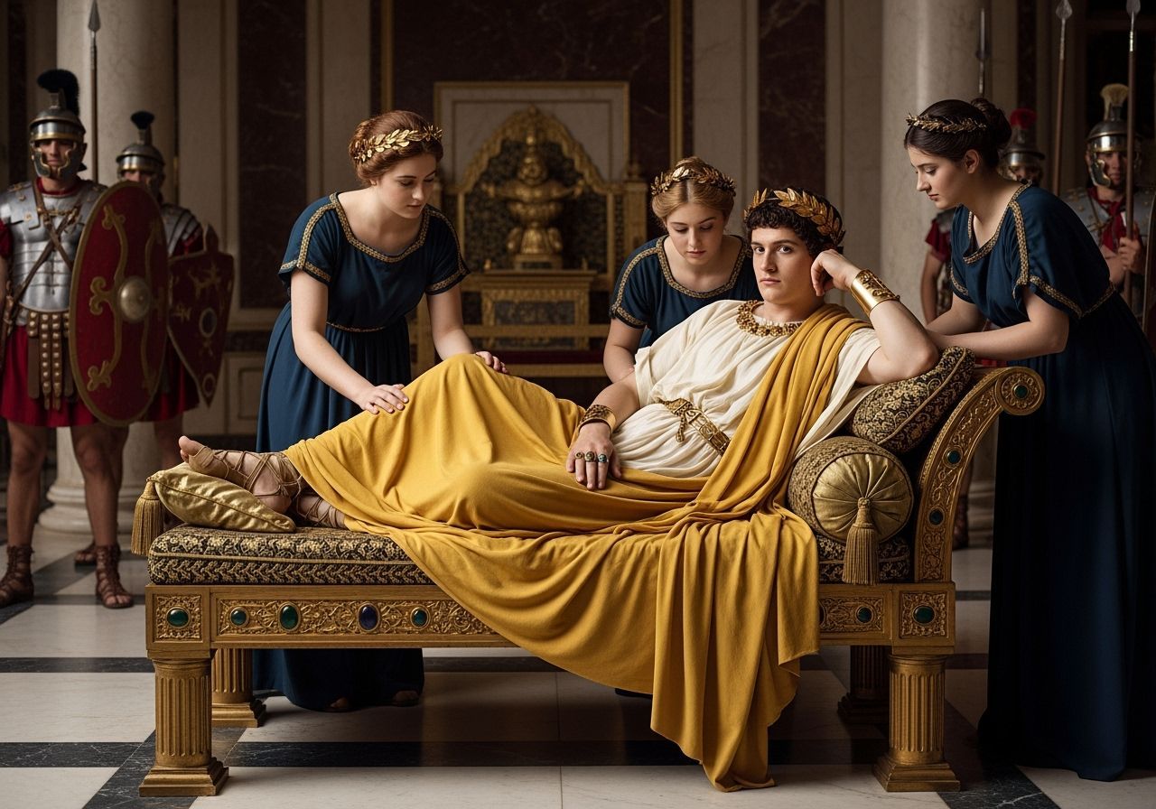 Emperor Caligula Lounging in Imperial Palace, Classical Styl...