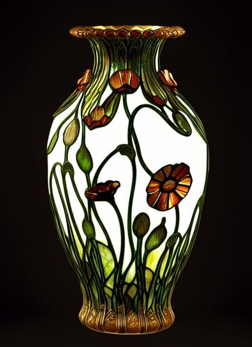 Ornate Poppies in Filigree Vase