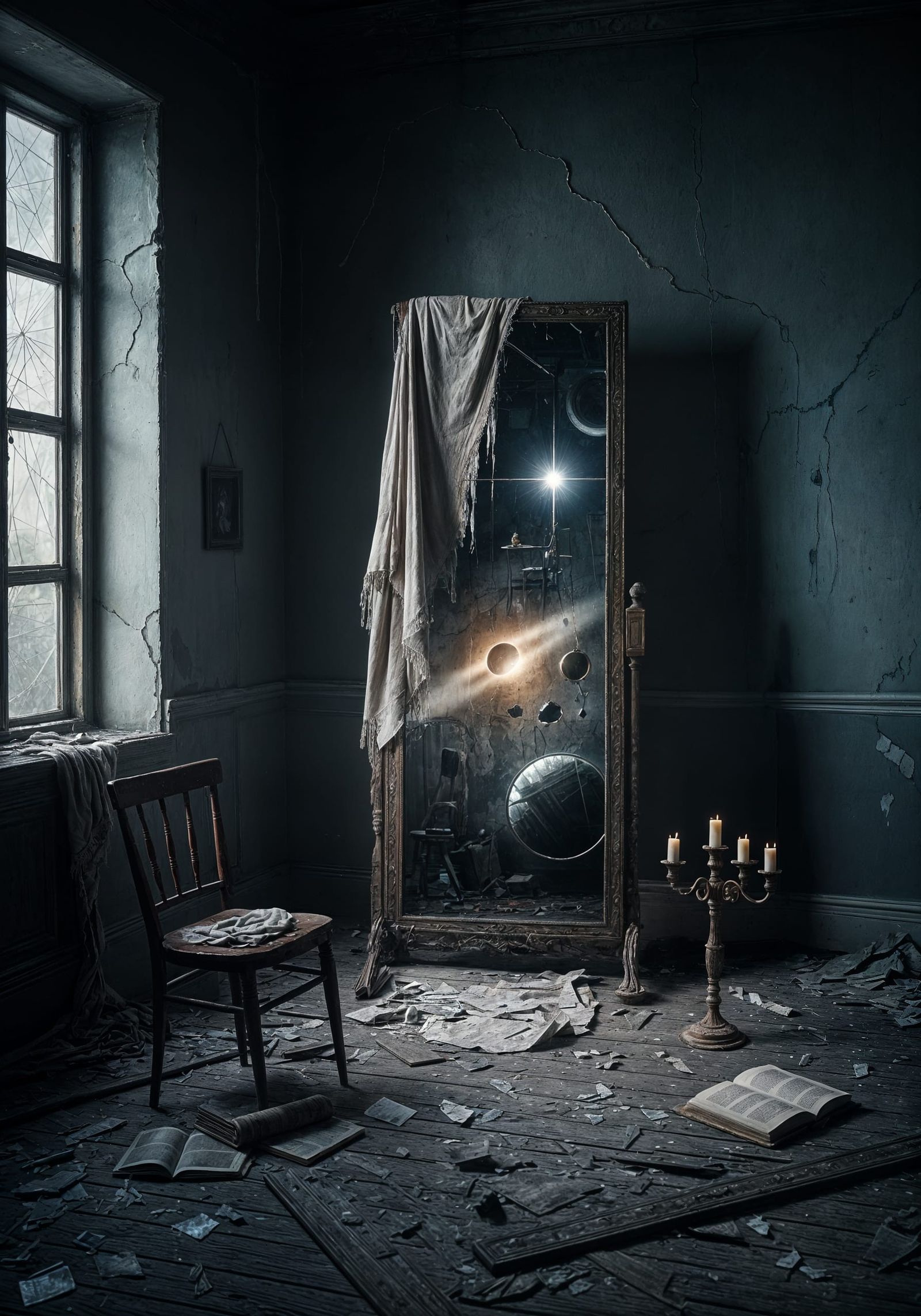 Cosmic Dreamscape Reflected in Decayed Room