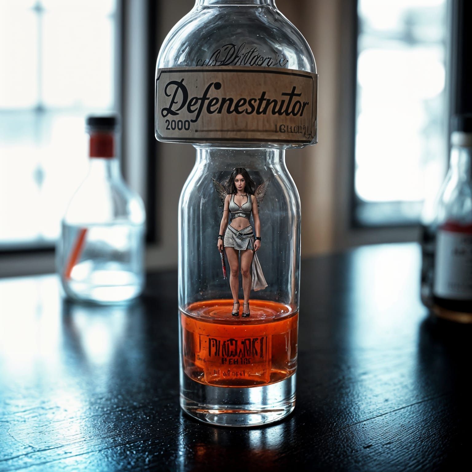 Cyberpunk Pixie Trapped in Bottle