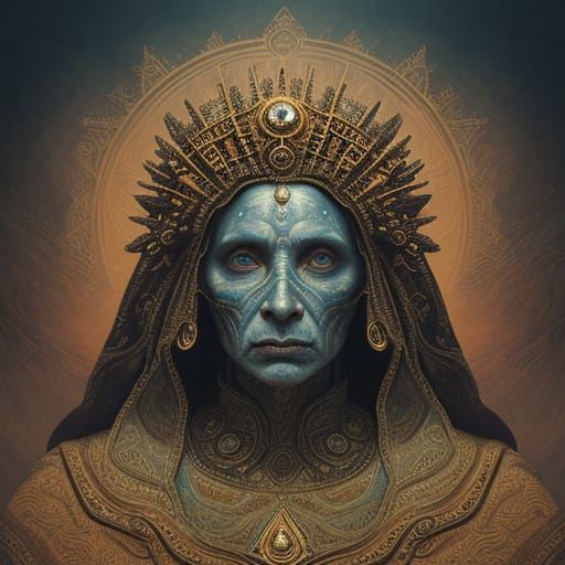 Regal Woman in Golden Light with Sandstorm Texture