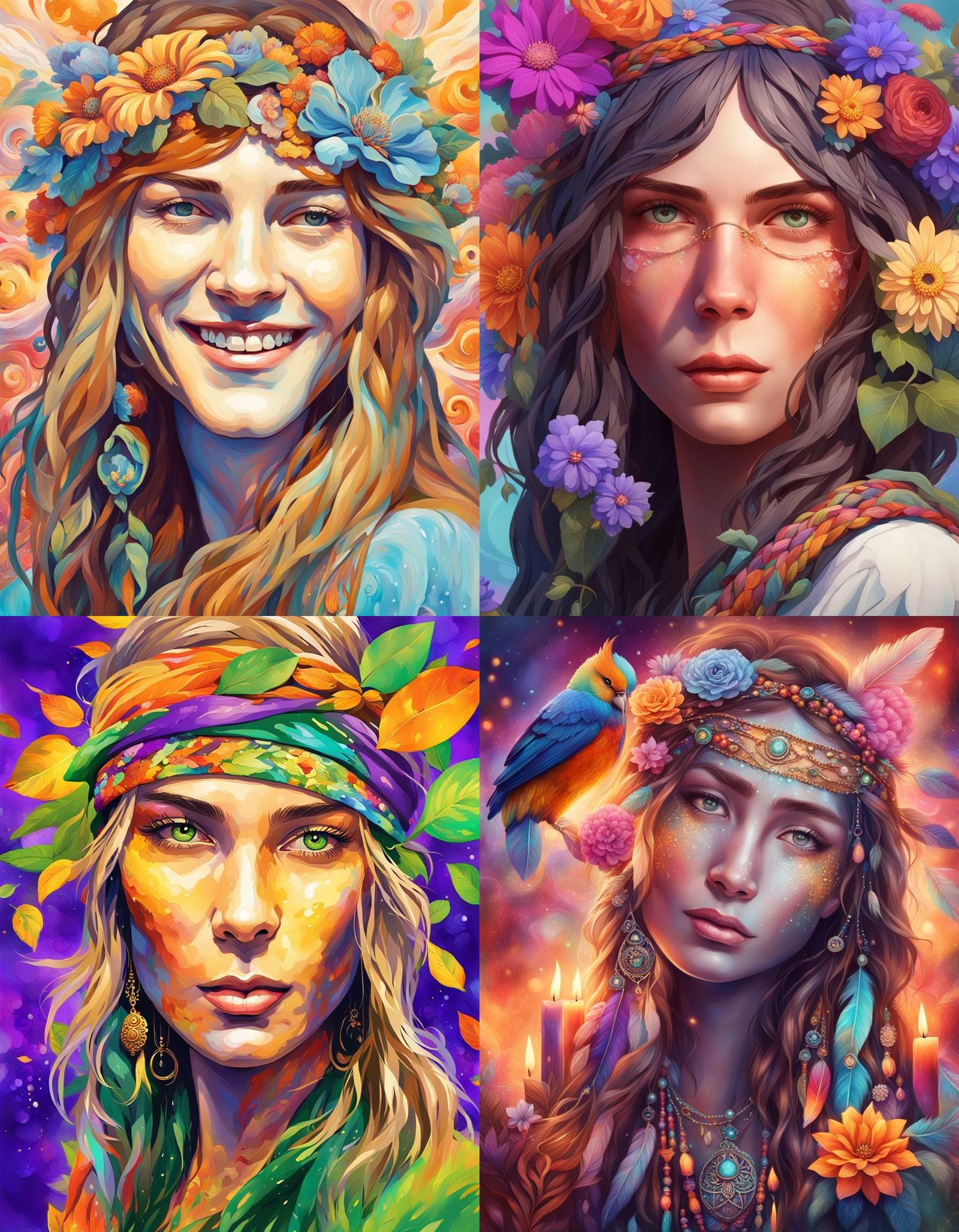 Creative Hippie Portrait in Hyperdetailed Style