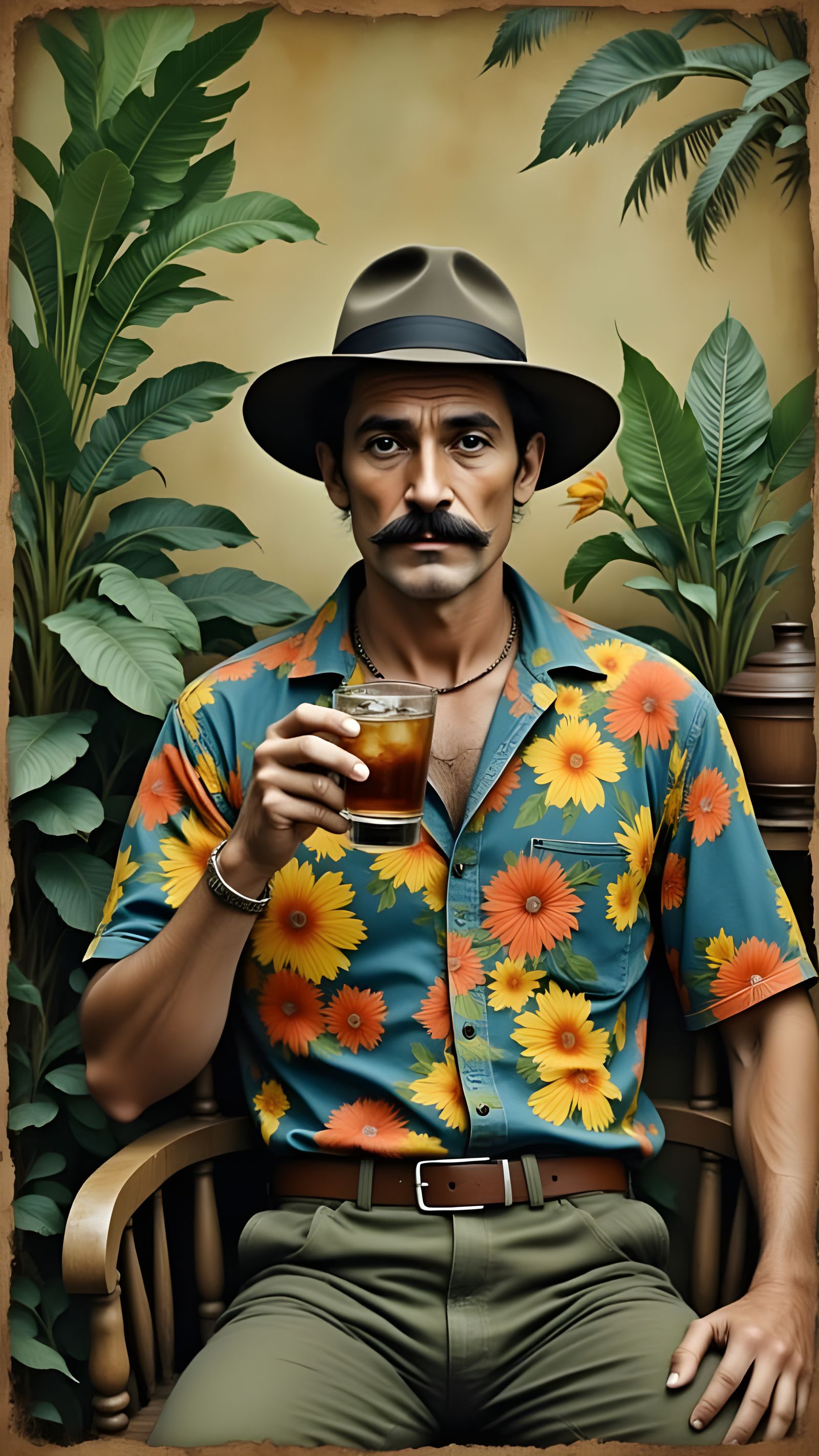 Vintage Gent in Tropical Tiki Bar