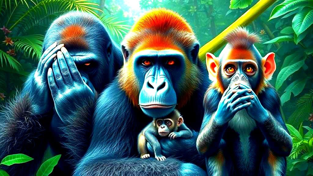Gorilla, Mandrill, and Monkey: See No Evil