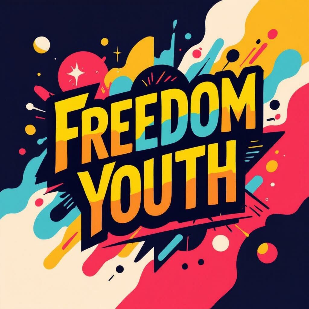 Freedom Youth: Vibrant Logo in Digital Art Style