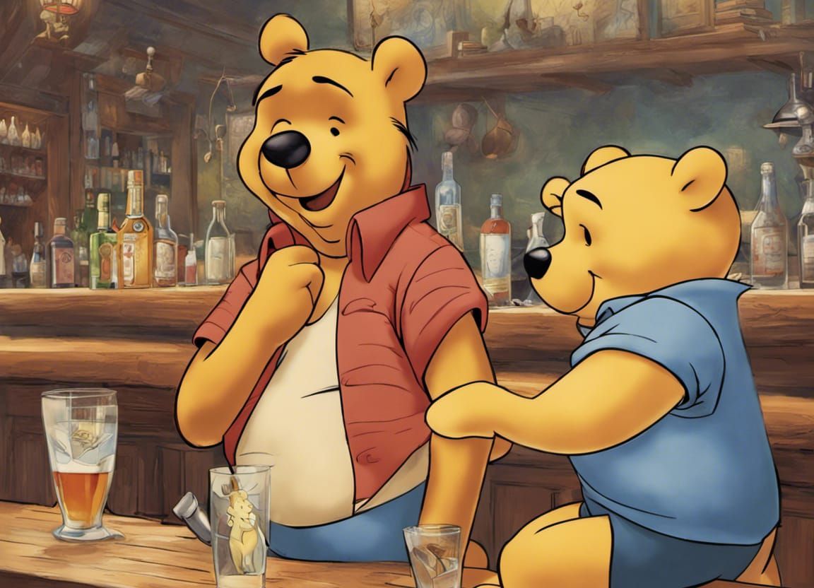 Winnie the Pooh and Tigger at the Bar