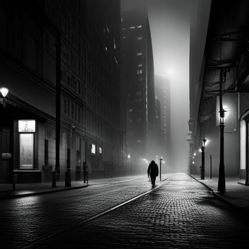 Eerie Lilac Fog Engulfs Dark City Streets