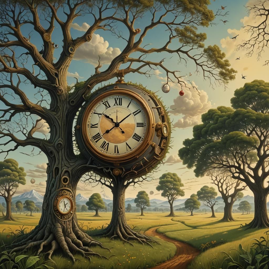 Surreal Clock on a Tree: Illusion of Time