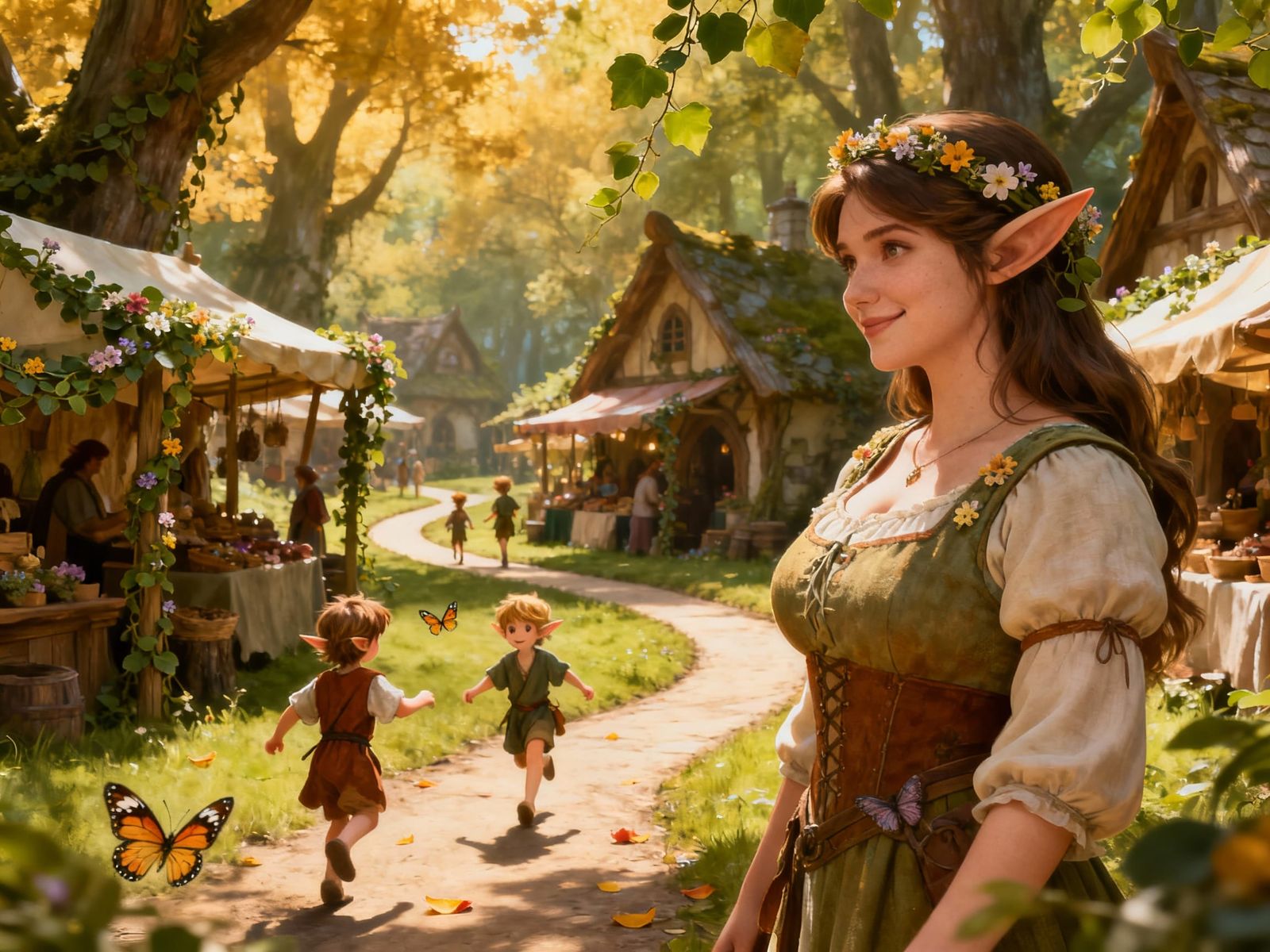 Idyllic wooded Elf village