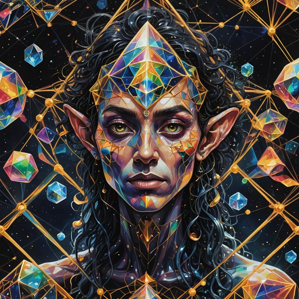 Psychedelic DMT Elf with Crystal Head