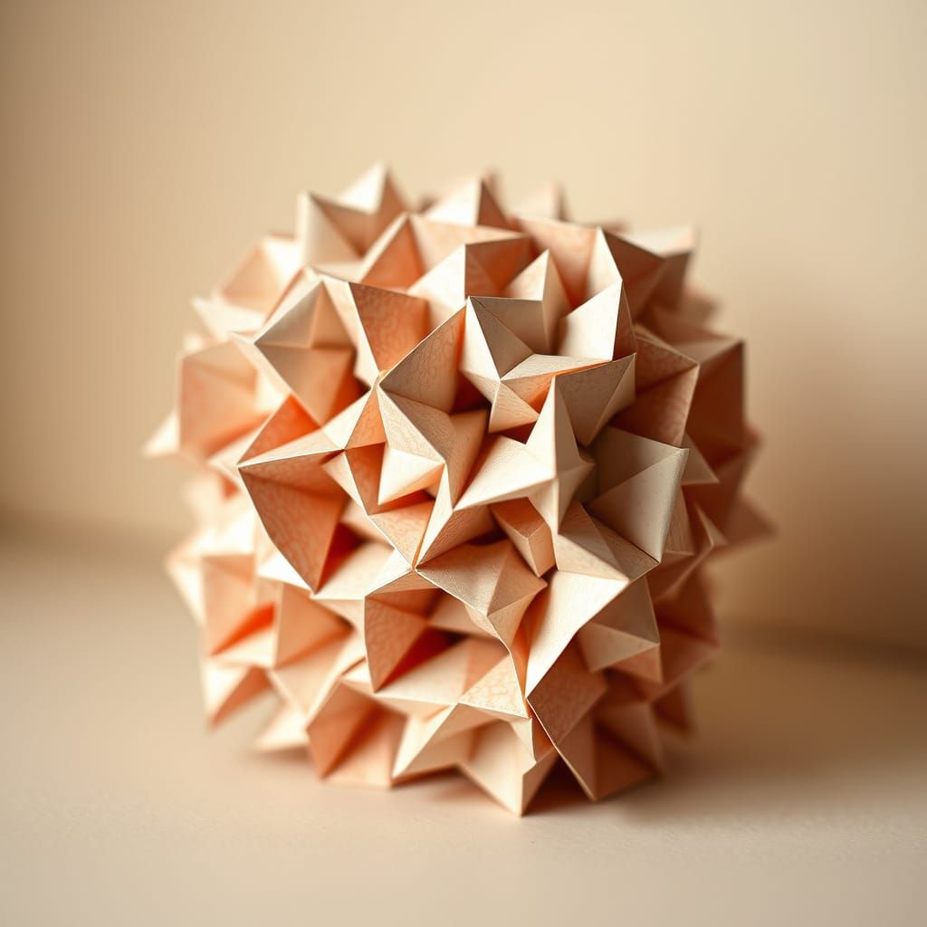 Delicate Origami Tetris Sculpture in 8K Resolution