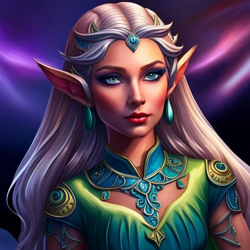 Gorgeous Elf Girl Portrait in Detailed 3D Shading