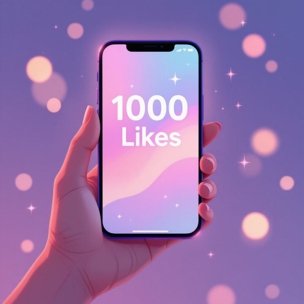 1000 Likes Celebration Screen with Pastel Glow