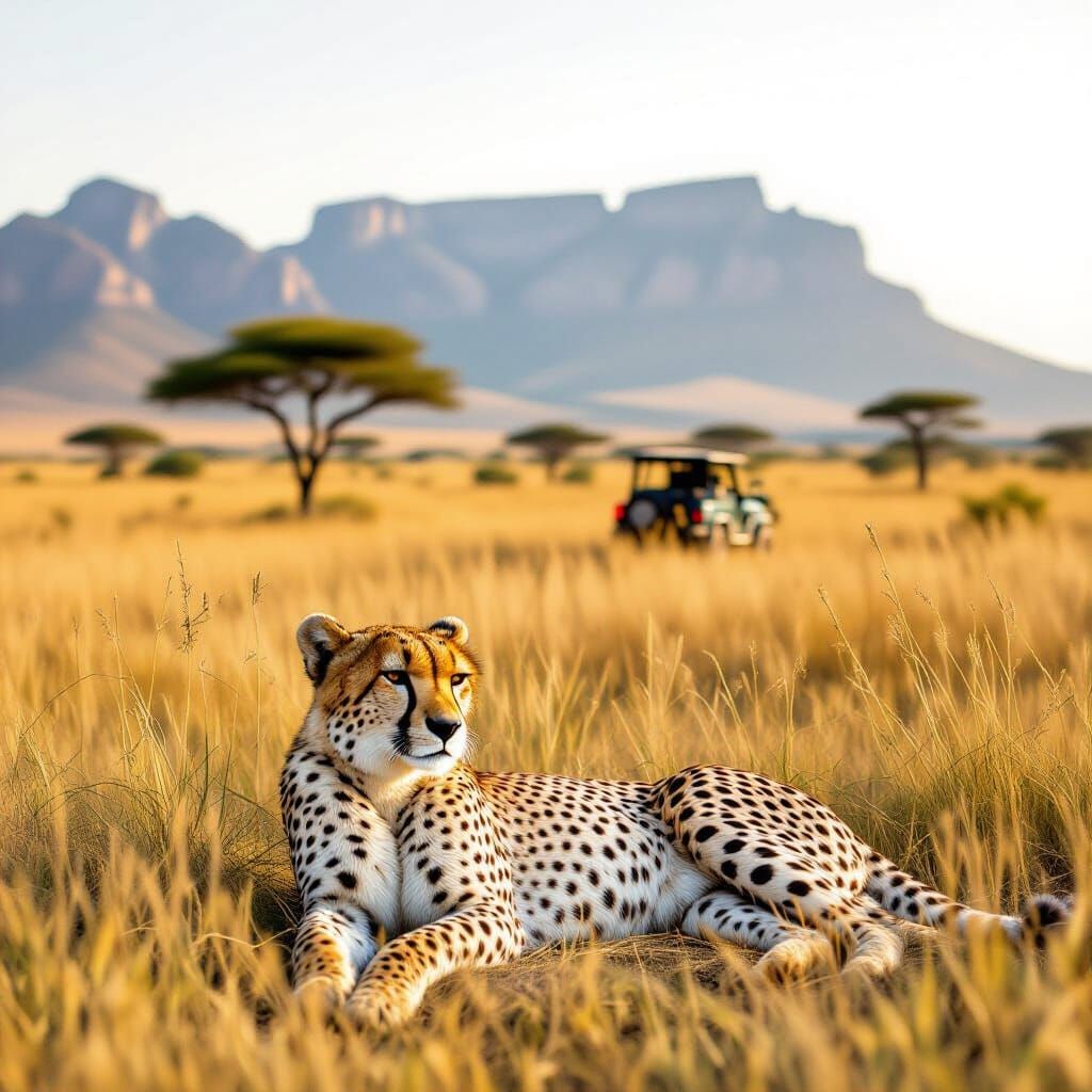Cheetah Resting in South African Savanna