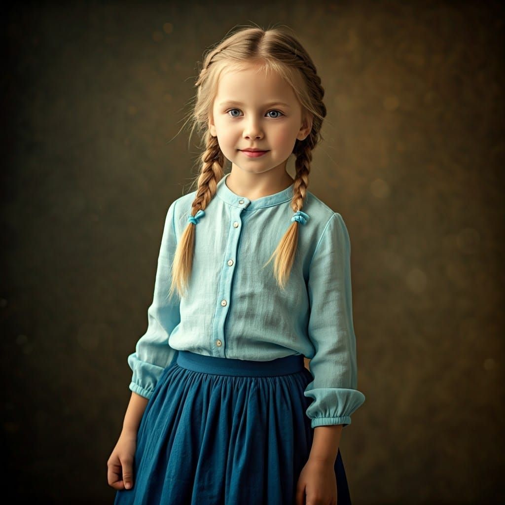 Serene Girl with Braids in Golden Light