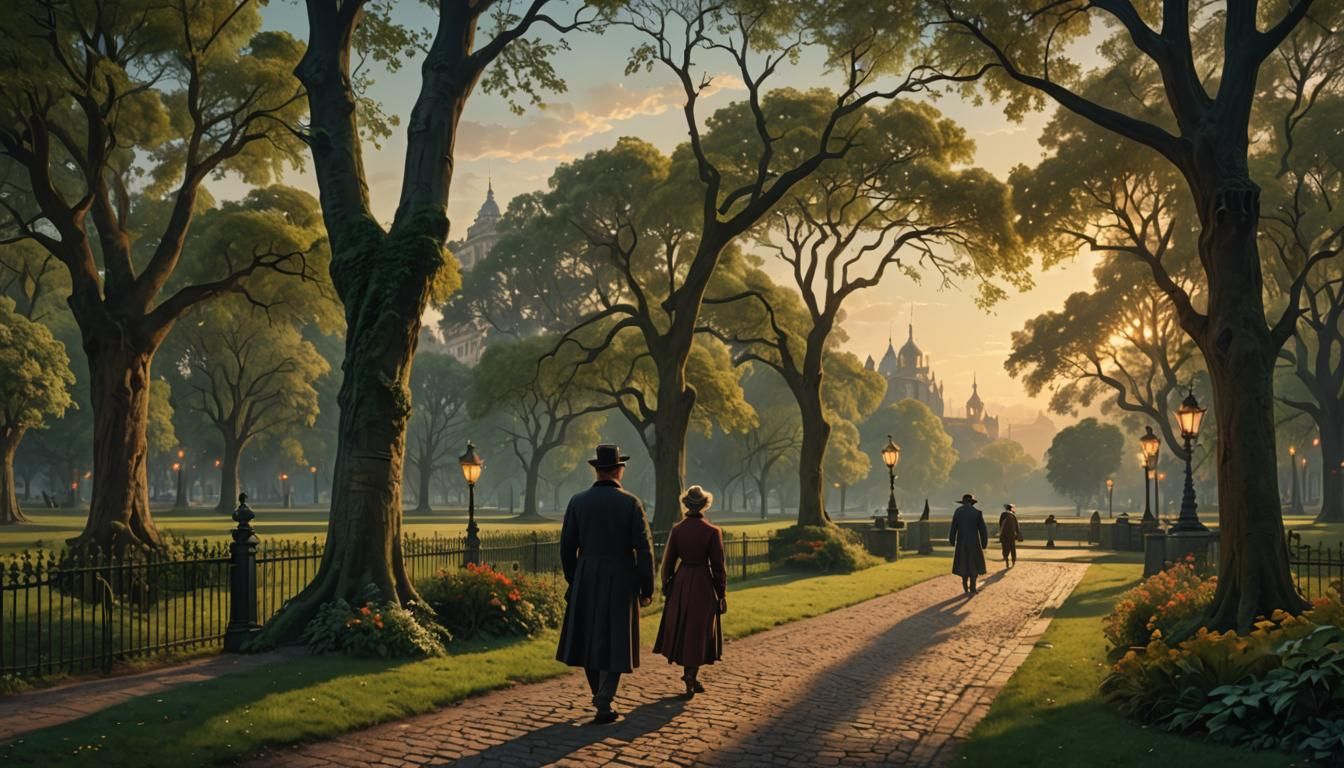 Artist in Park: 19th Century Digital Matte Painting