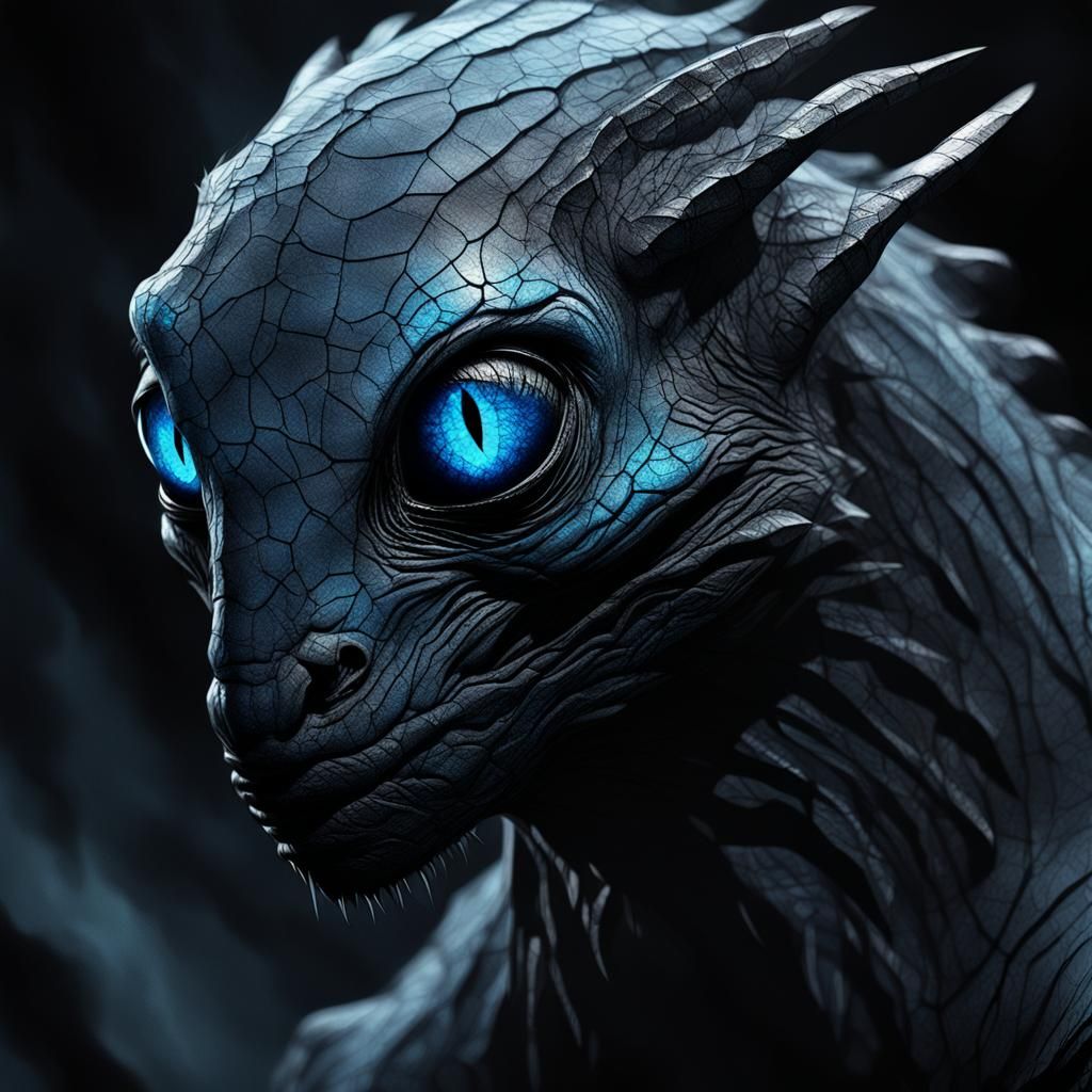 Shadowy Creature Concept Art: Glowing Eyes in Deepslate