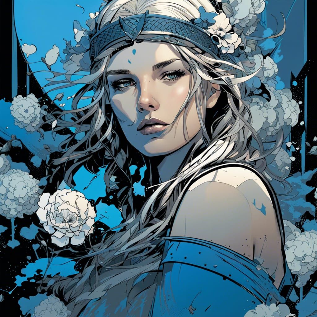 Viking Shieldmaiden in Comic Book Style