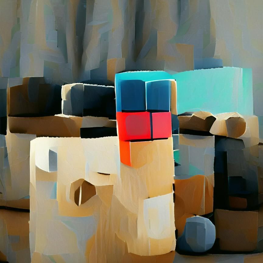 Minimalist Abstract Block Art with Bokeh Effect