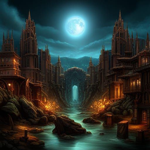 Fantastical Matte Painting in Deep Color, 8K Resolution