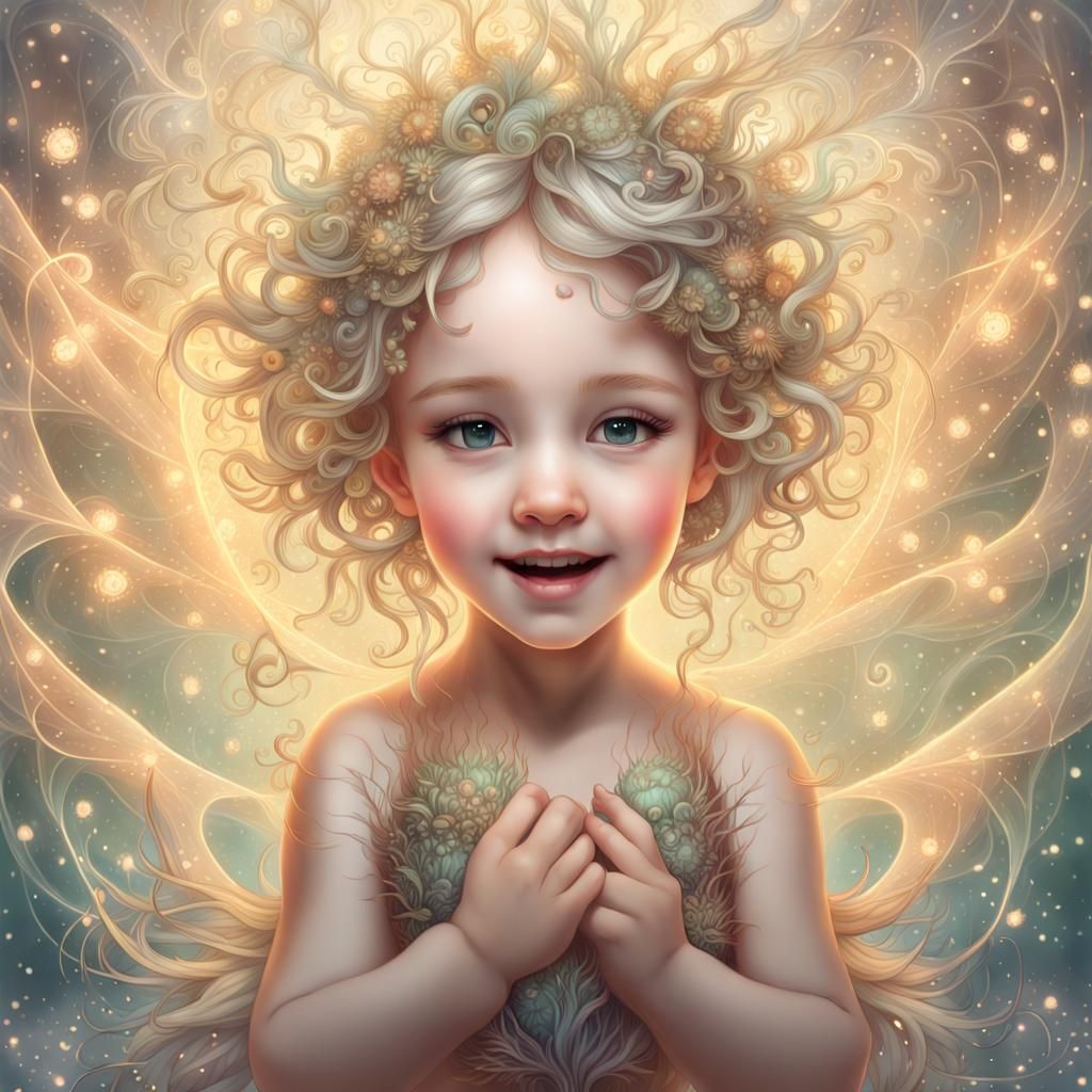 Ethereal Nymph Baby with Fractal Light Rays