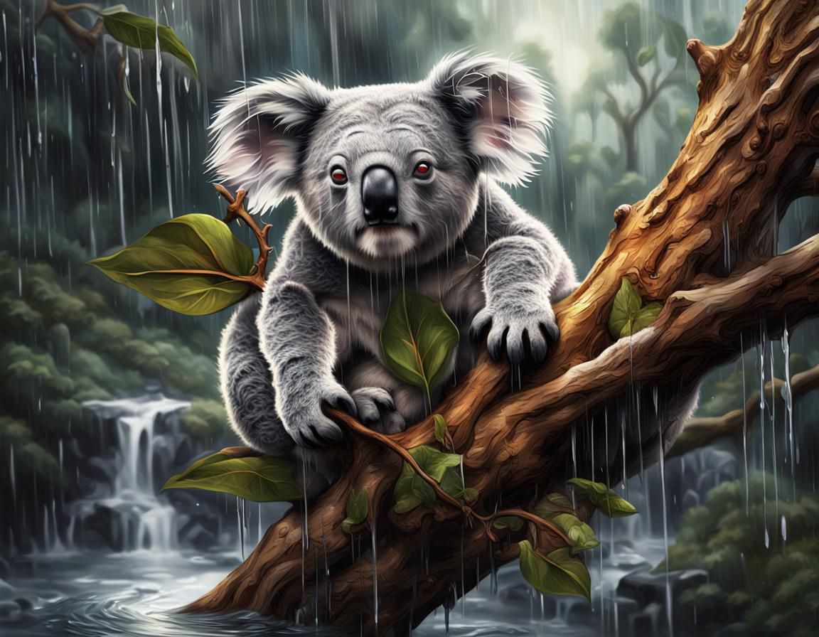 Rainy Koala in Crystal Art Style