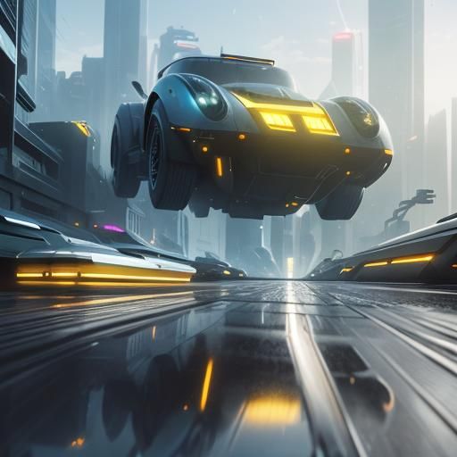 Futuristic California Cityscape at Sunset in Digital Art