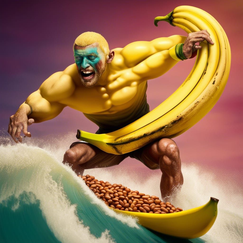A Banana Bodybuilder Surfing on a Turbulent Sea of Pork and Beans II