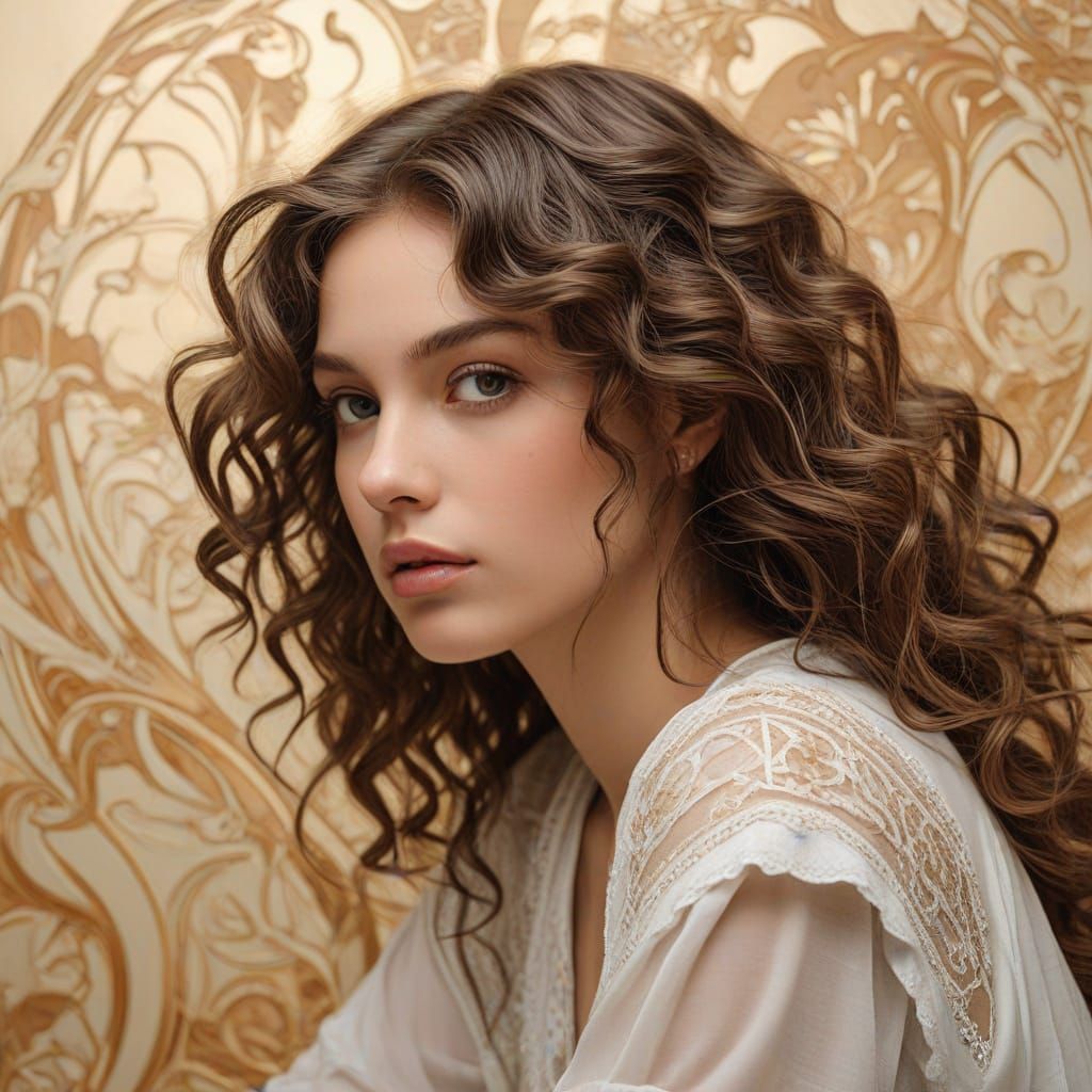 Elegant Woman in Art Nouveau Style