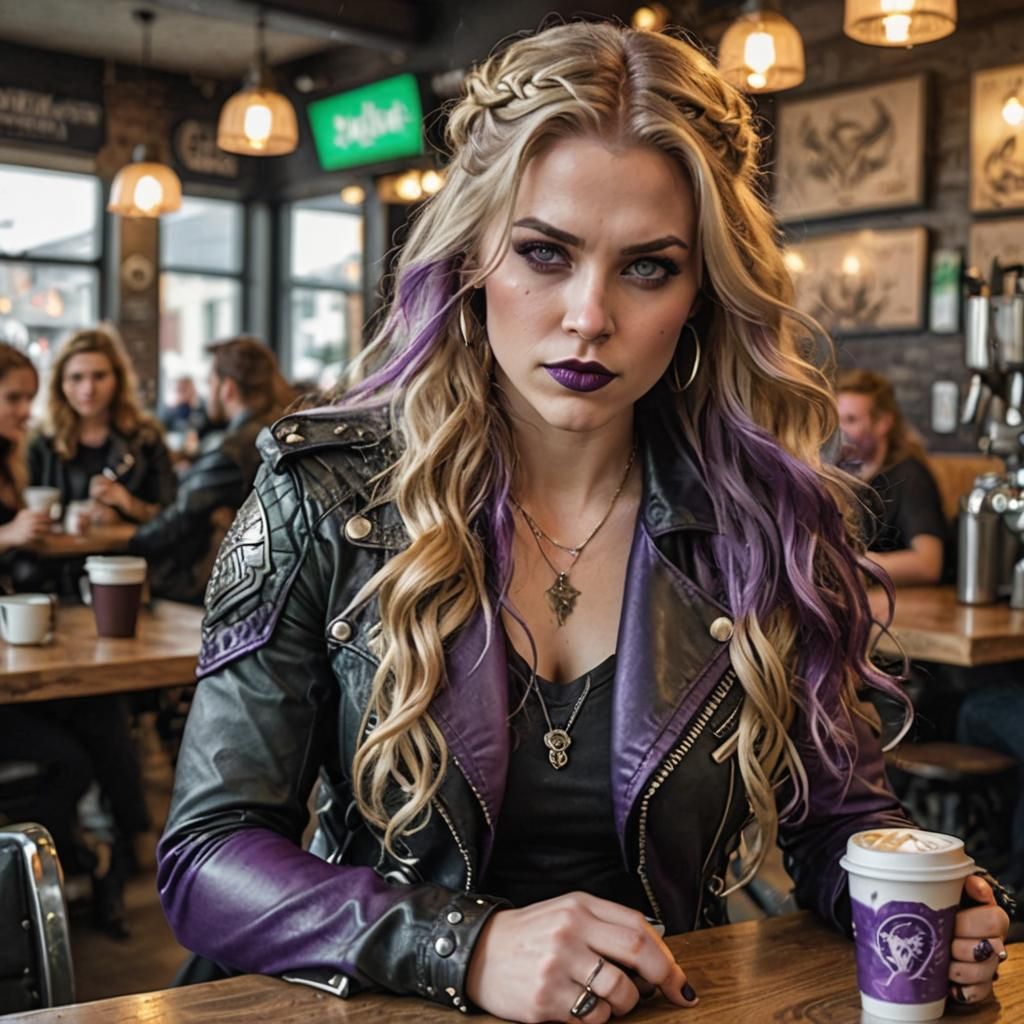 Valkyrie in Cafe with Viking Style