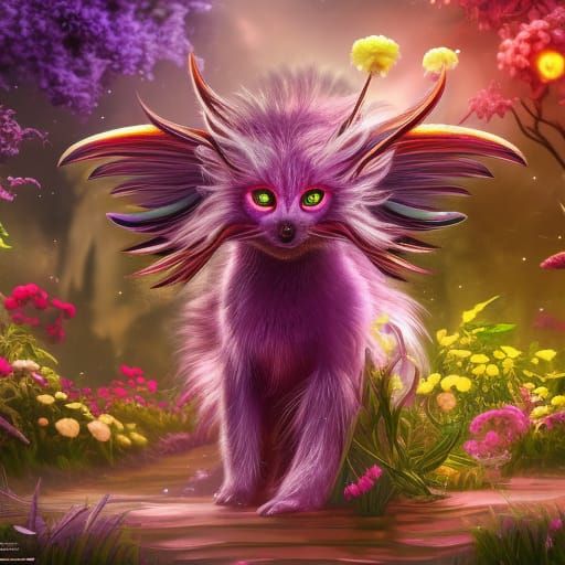 Happy Little Monster with Golden Eyes