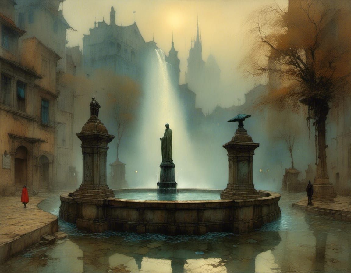 Water Fountain Ink Splash Watercolor Masterpiece