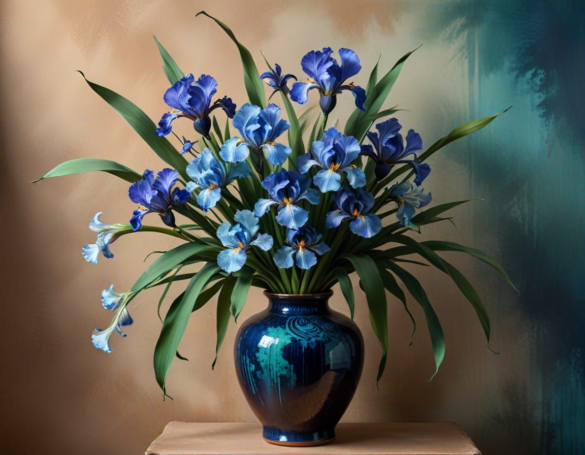 Ikebana Bouquet in Chinese Ink Painting Style