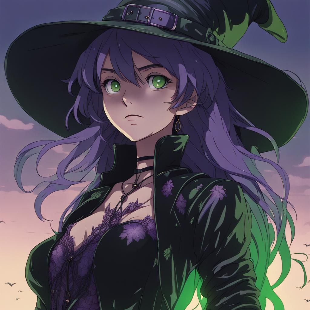 Spooky Witch in Anime Style
