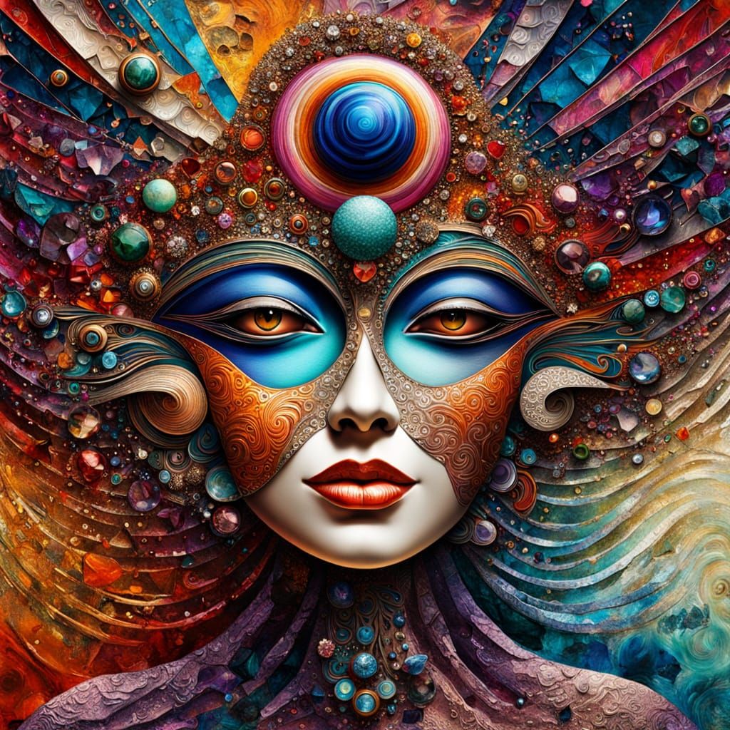 Ethereal, Textured Portrait in Mixed Media Art