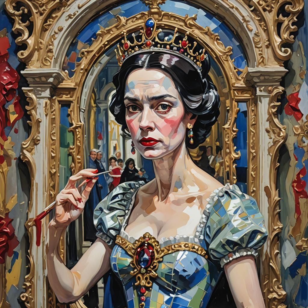 Snow White's Evil Mirror in Gouache Style