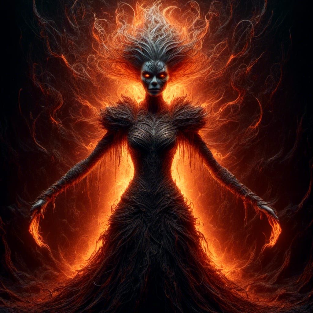 Molten Metal Priestess in Fiery Light