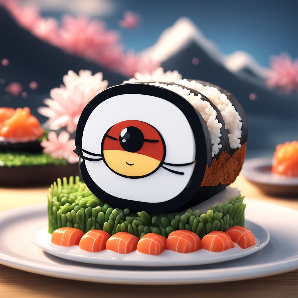 Cute Sushi and Sashimi Friends: Digital Art