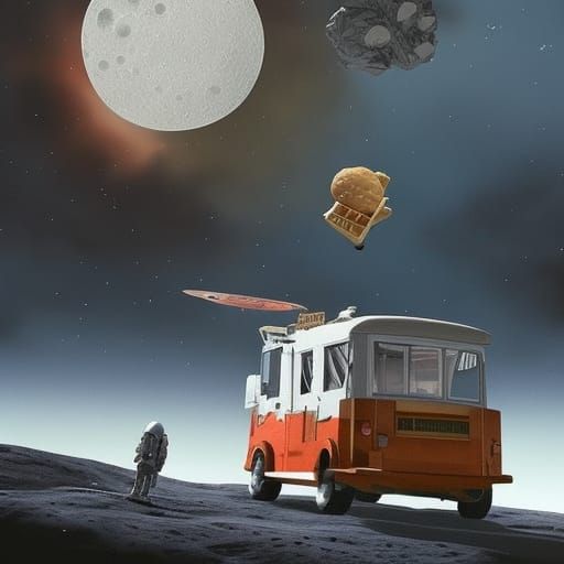 Moon Landing with Ice Cream Truck: Digital Matte Painting