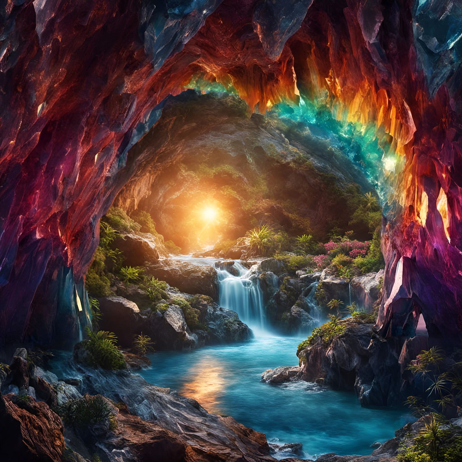 crystal cave waterfall