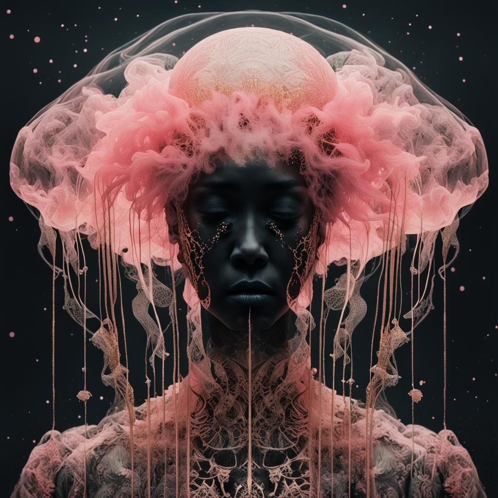 Ghostly Jellyfish Human Portrait in Hyperrealism