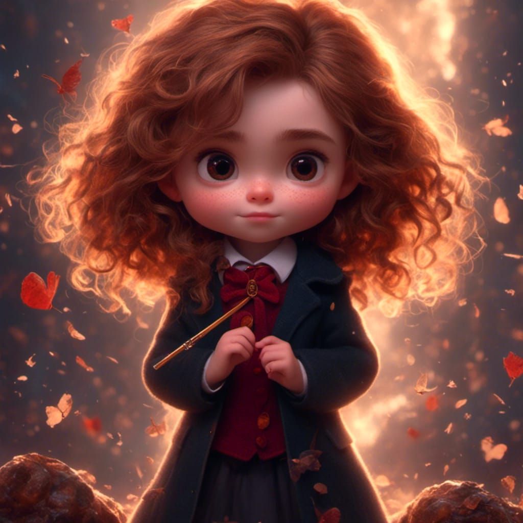 Tiny Hermione Granger Cartoon Portrait