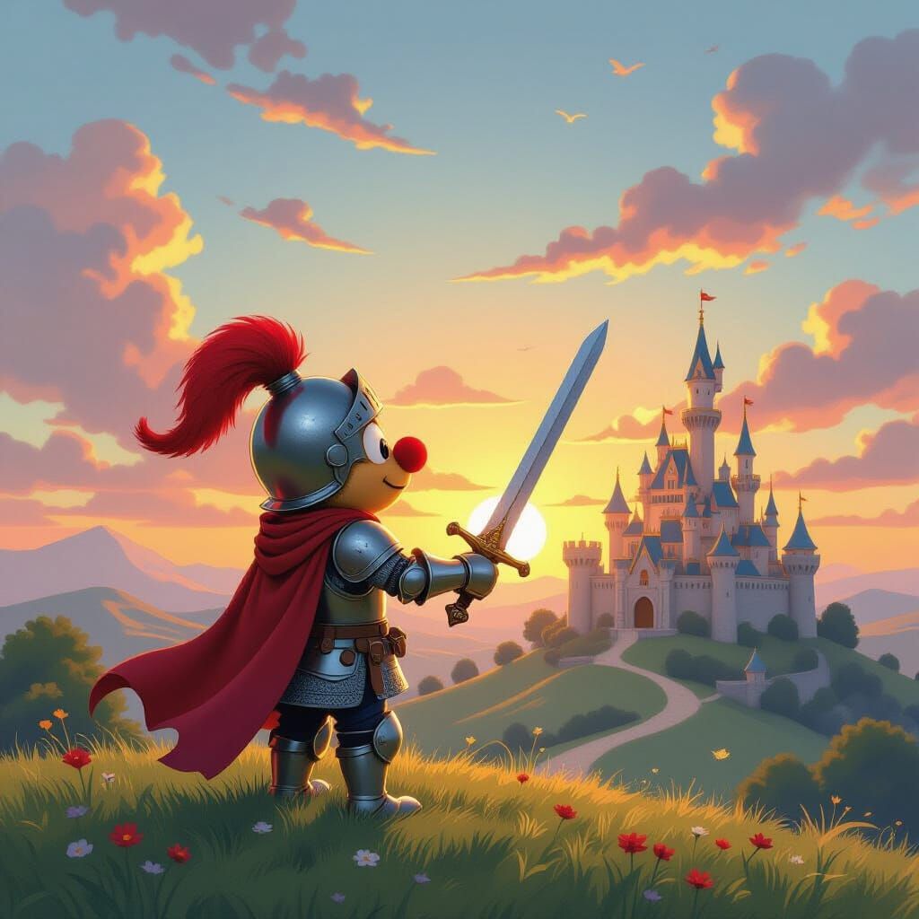 Elmo as Medieval Knight in Whimsical Kingdom