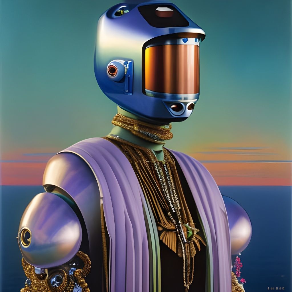 Fashionable Android Robot Portrait in Hyperrealistic Style