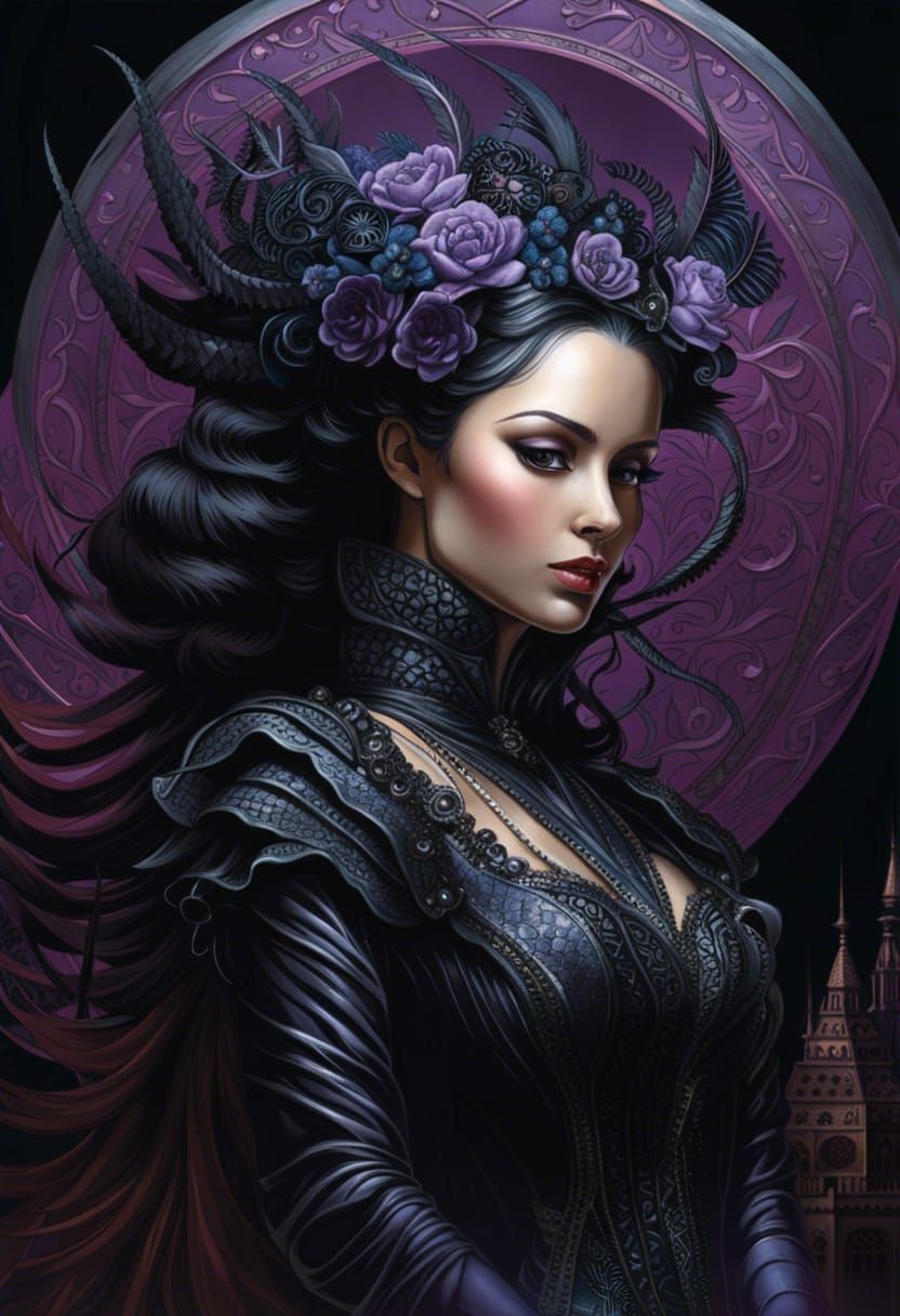 Victorian Goddess in Filigree Dress, Digital Art