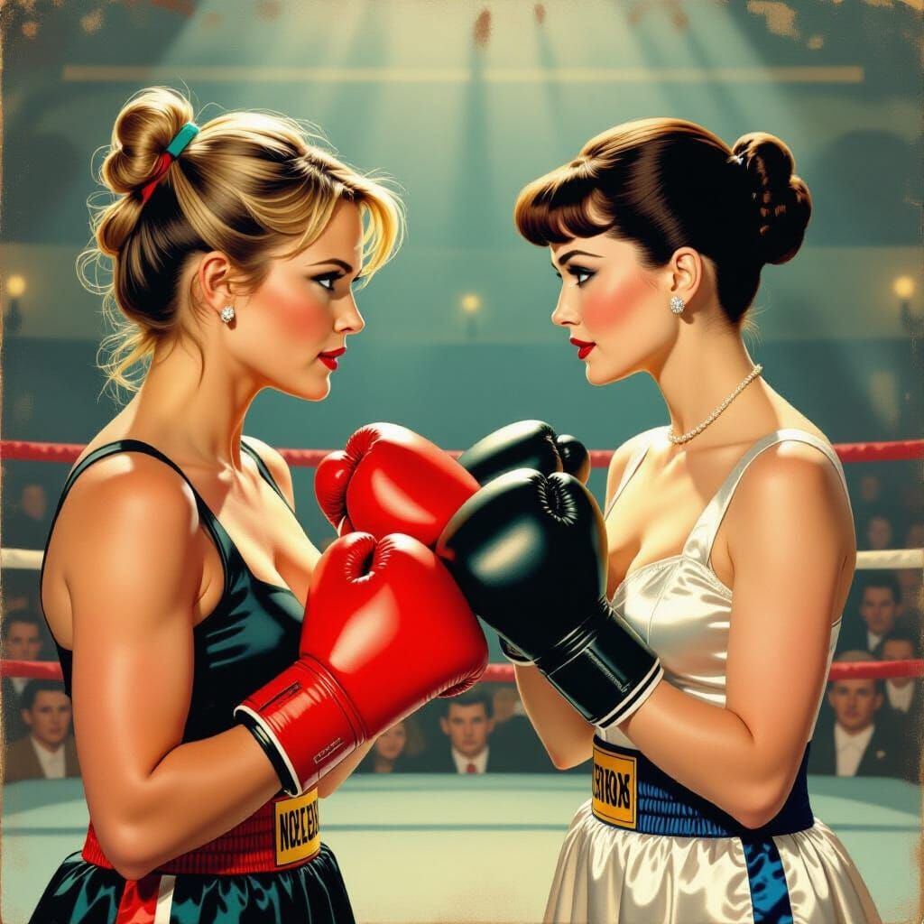 Drew Barrymore vs Audrey Hepburn in Boxing Ring