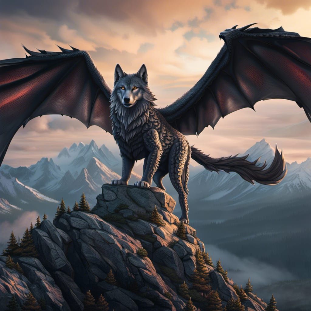 Wolf Dragon Hybrid on Mountaintop