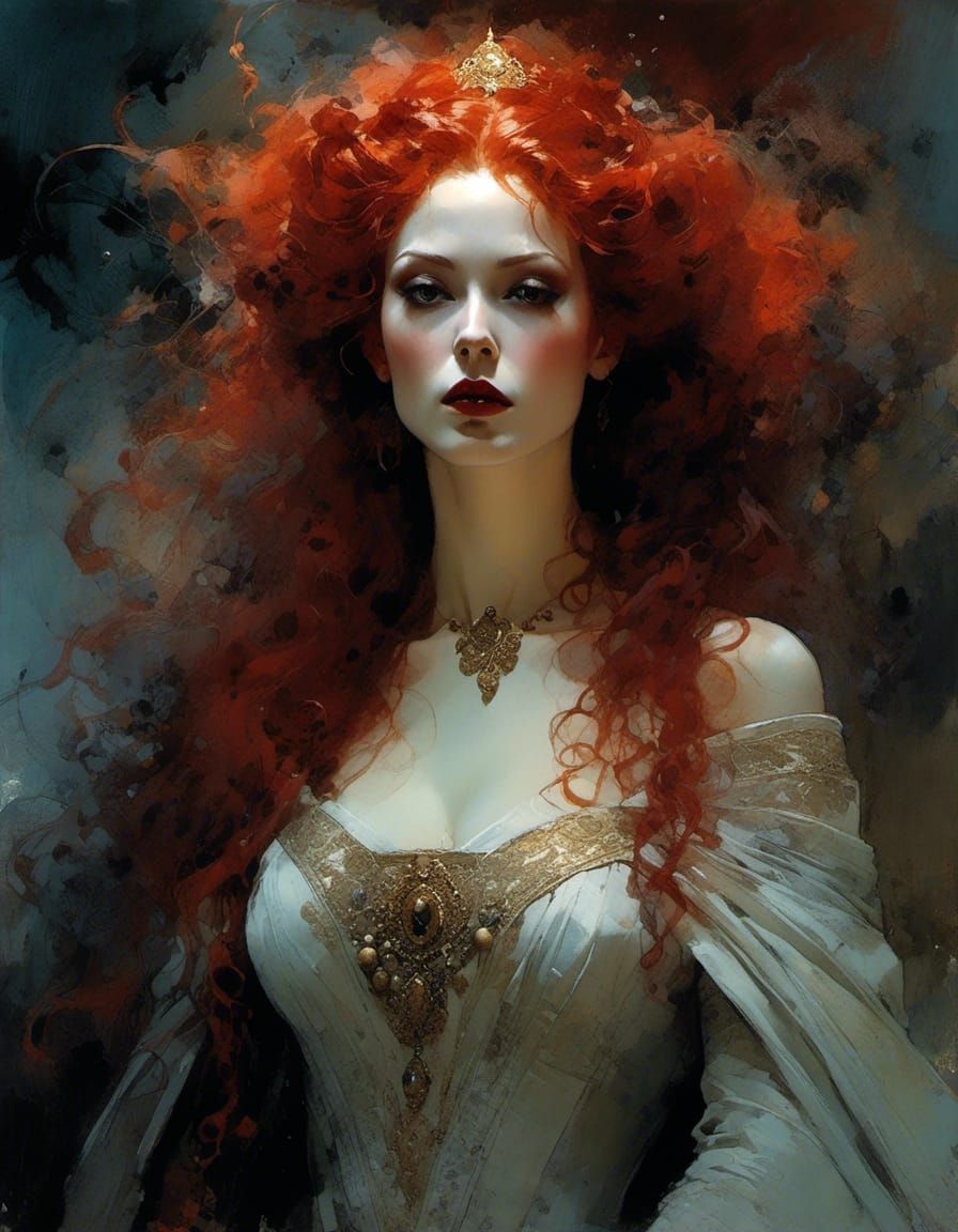 Vampiress as Bride of Dracula: Detailed Matte Painting