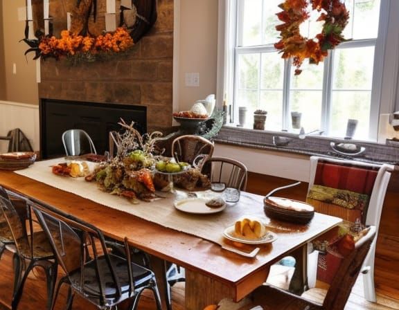 Fall Harvest Feast in Cozy Farmhouse Kitchen