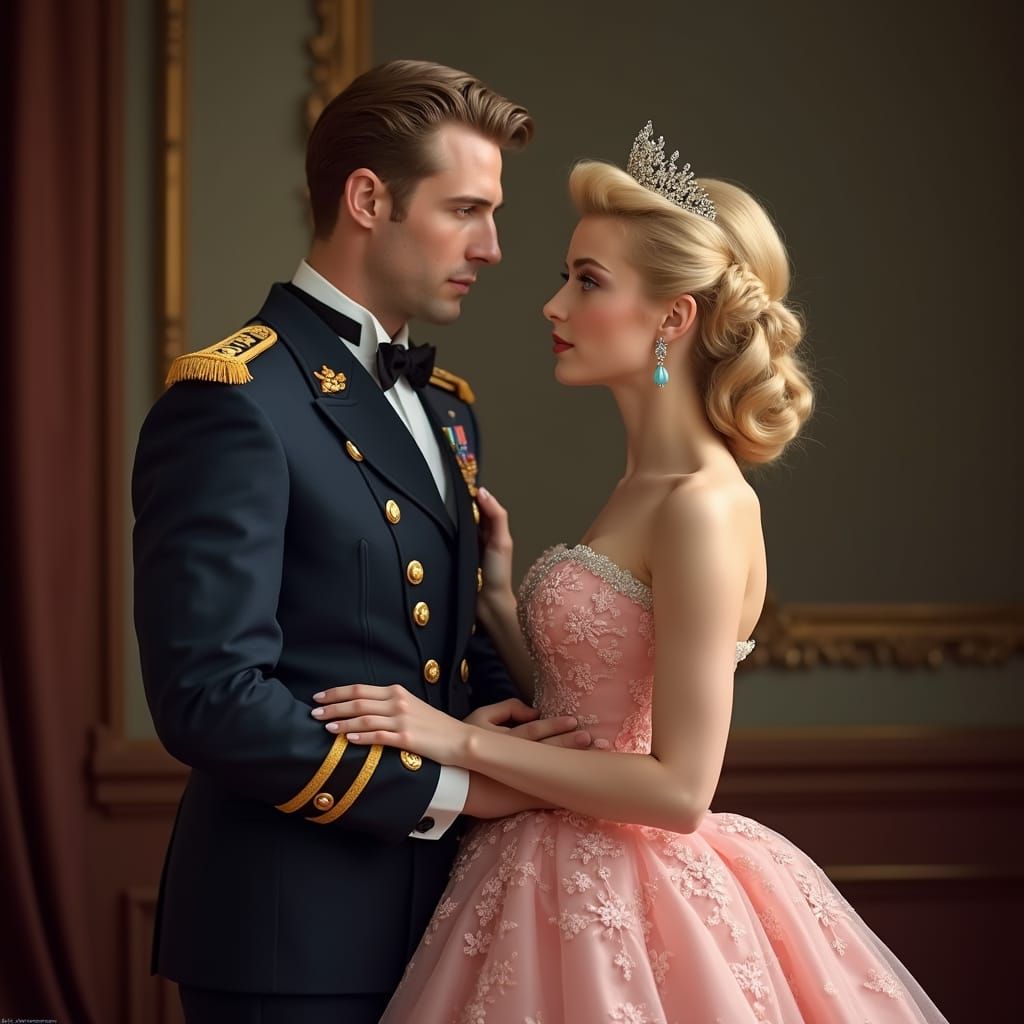 Vintage Hollywood Royalty Couple in 1950s Photography Style